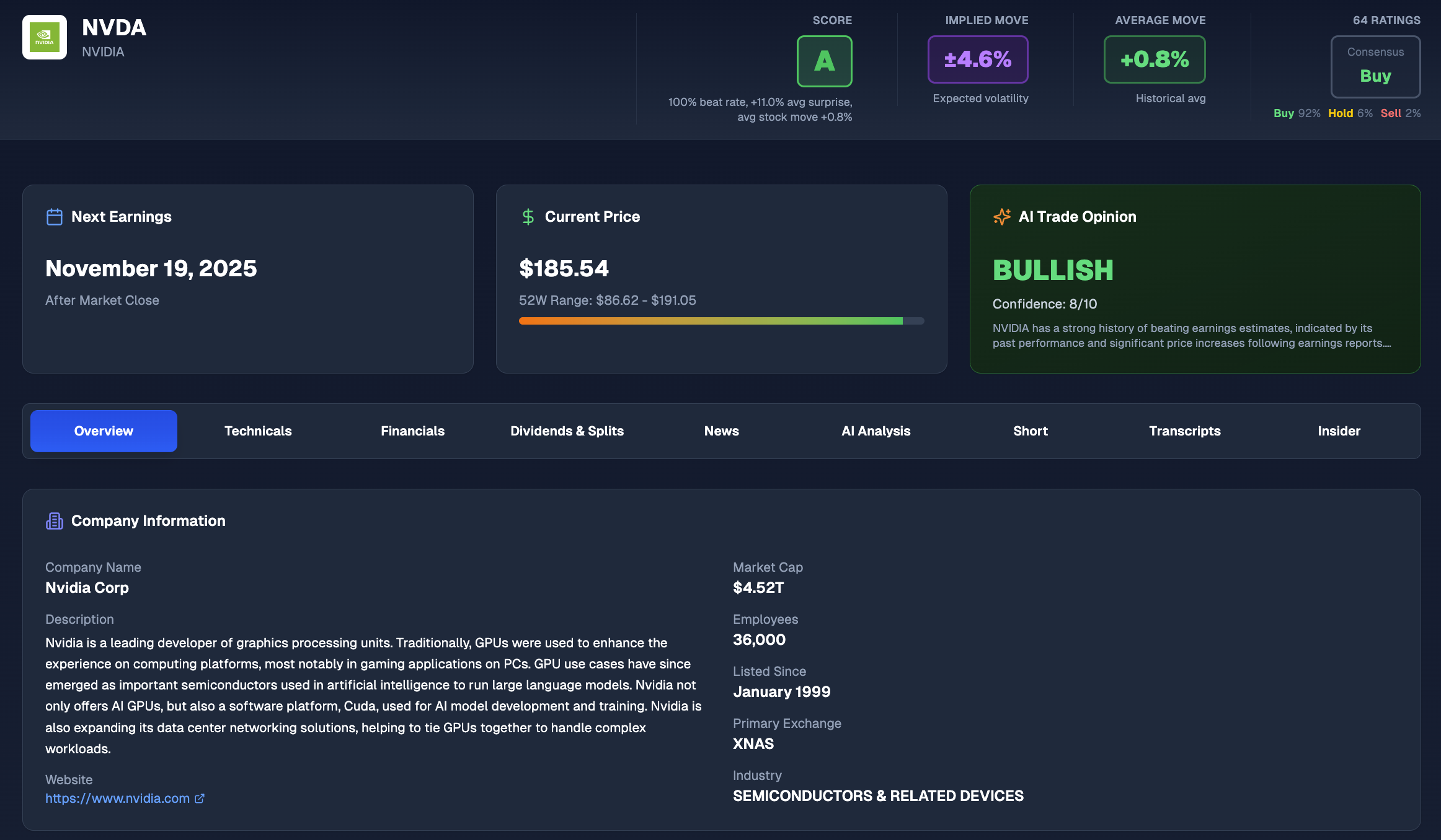 Live Earnings Calendar Platform
